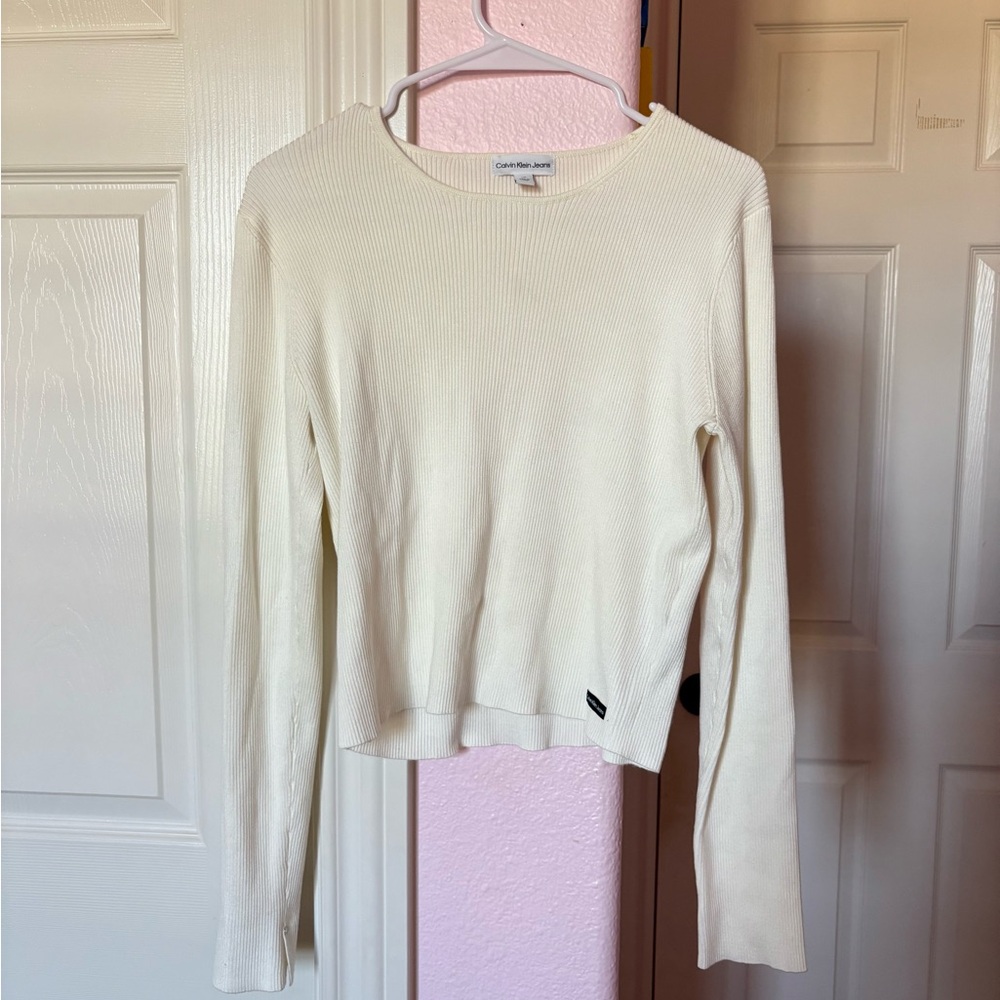 Calvin Klein Jeans Ivory Ribbed Top